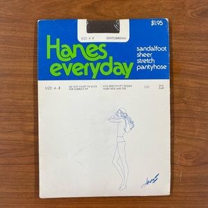 Vtg 1980’s Hanes Everyday Sandalfoot Sheer Stretch Pantyhose Gentle Brown A/B